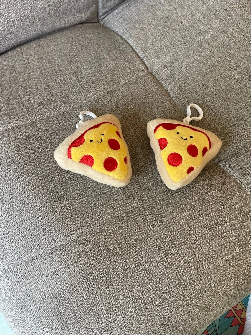 Plush Pizza Slice Keychain Trio - Yellow & Red